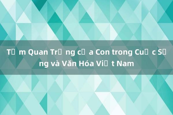 Tầm Quan Trọng của Con trong Cuộc Sống và Văn Hóa Việt Nam