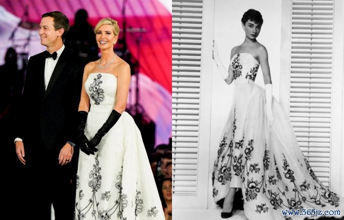 Ivanka Trump diện đầm tái hiện thiết kế của Audrey Hepburn trong Sabrina. Ảnh: Reuters， Everett Collection